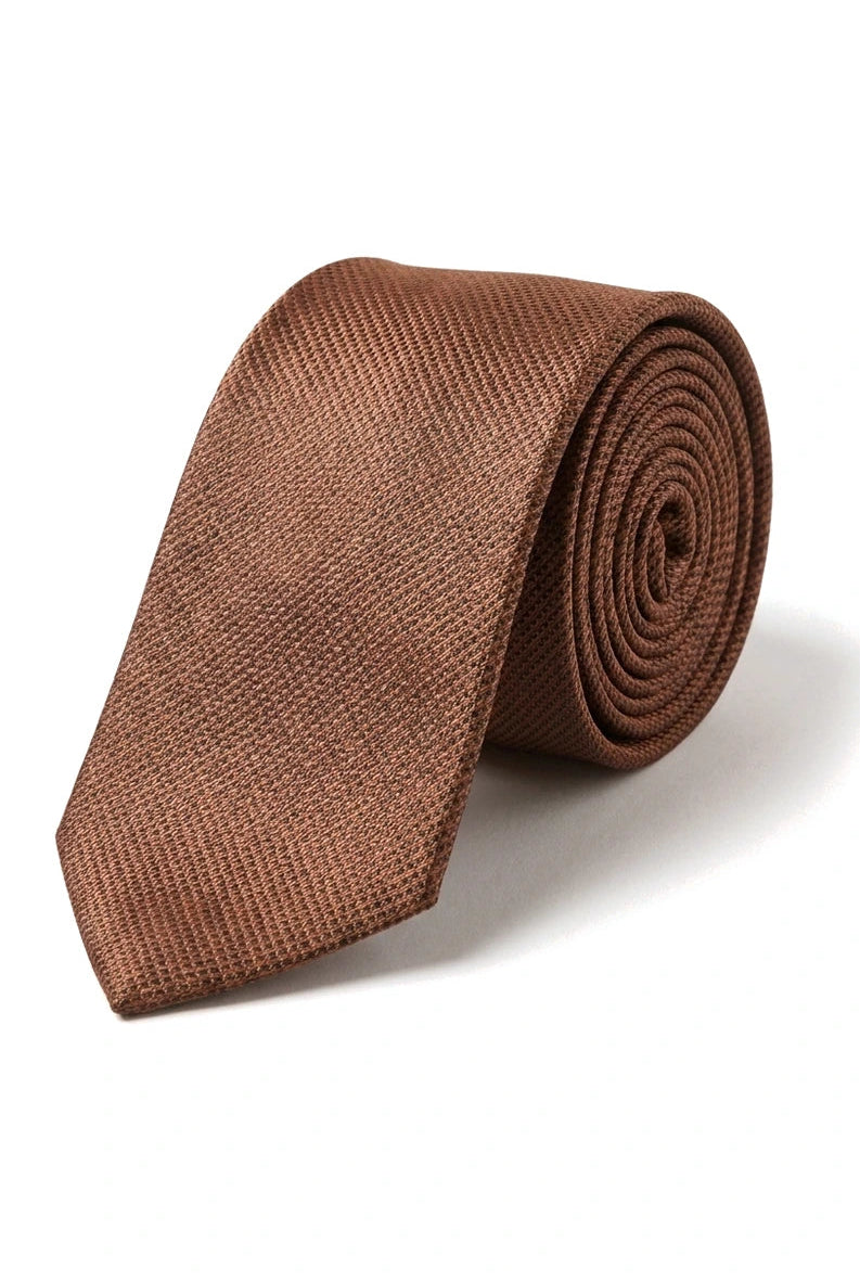 Diamond Neck Brown Tie Gift Set Pocket Square Cuff Links Pin Tie For Shirt Satin