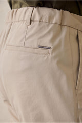 Beige Pleated Smart Casual Trousers for Men Tailored Classic Fit