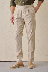 Men’s Sage Green Cotton Blend Safari Jacket & Beige Trousers Set Smart Casual Outfit