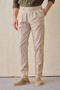 Men’s Sage Green Cotton Blend Safari Jacket & Beige Trousers Set Smart Casual Outfit