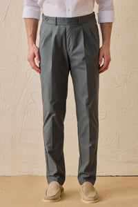 Sage Green Pleated Smart Casual Trousers for Men Tailored Classic Fit