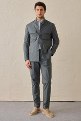 Sage Green Pleated Smart Casual Trousers for Men Tailored Classic Fit