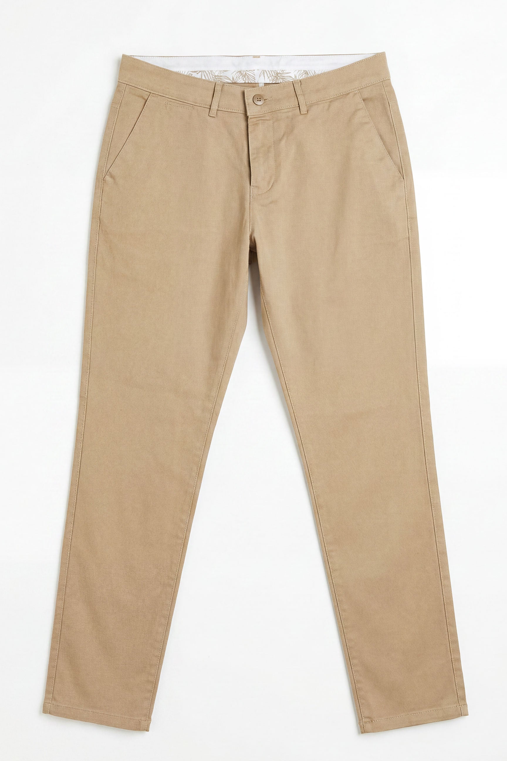Men’s Khaki Linen Blend Chino Trousers Tencel Cotton Thin Summer Material