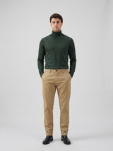 Men’s Khaki Linen Blend Chino Trousers Tencel Cotton Thin Summer Material