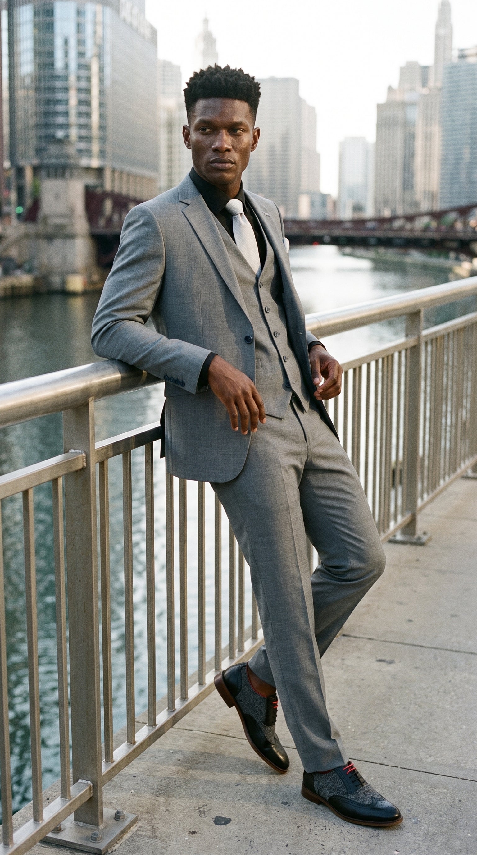 Look #426 styled with Bond - Men's Grey 3 Piece Tailored Fit Suit