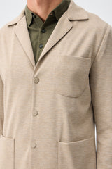 Men’s Beige Soft Jersey Smart Casual Suit Blazer Jacket & Trousers Set