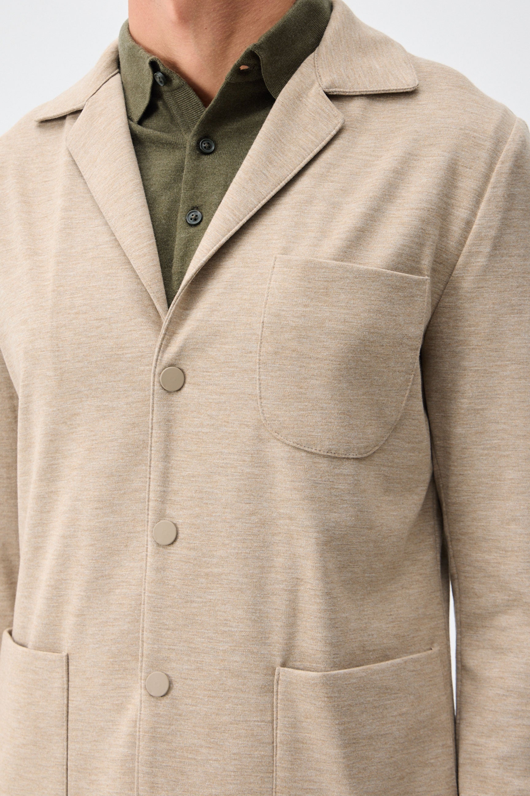 Men’s Beige Soft Jersey Smart Casual Suit Blazer Jacket & Trousers Set