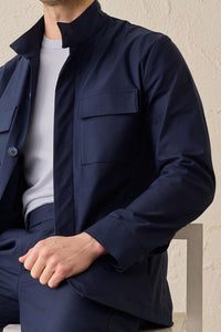 Men’s Navy Utility Jacket Lightweight Cotton Blend Smart Casual Jacket