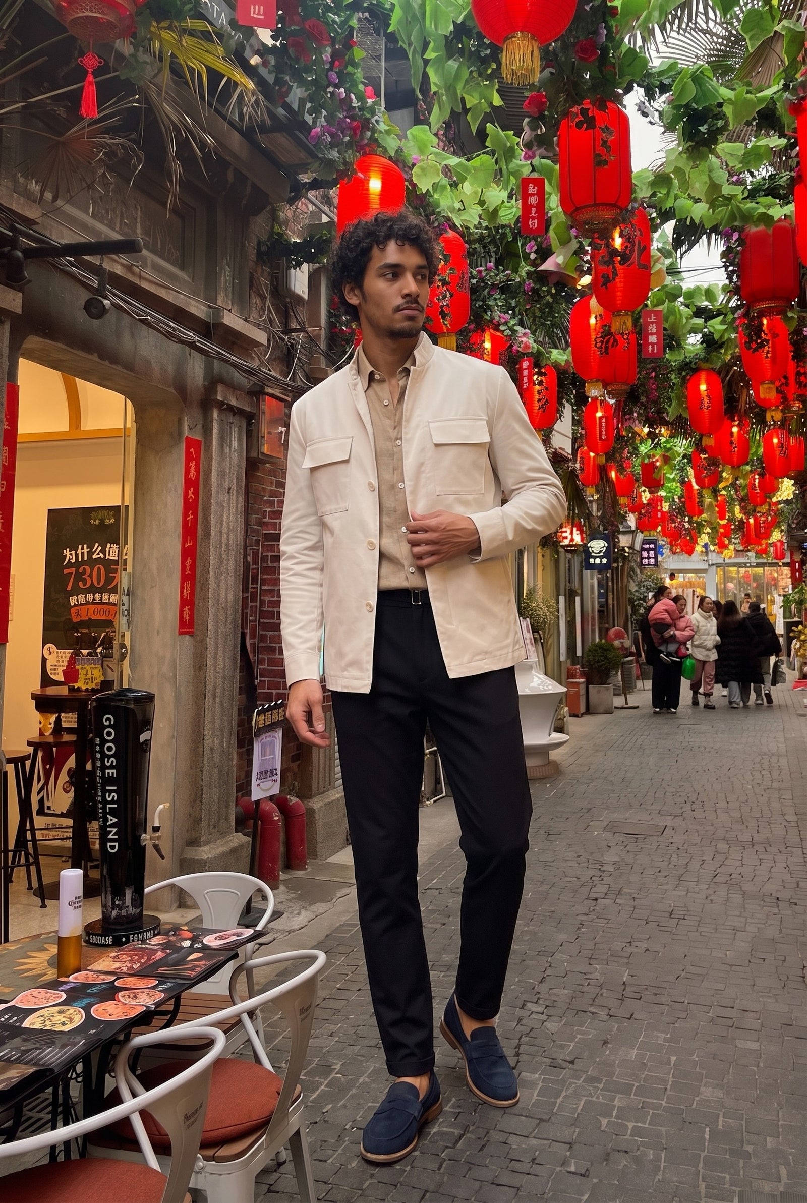 Look #851 styled with Men’s Black Pleated Gurkha Trousers Adjustable Waist Tailored Tapered Fit