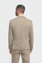 Mens Beige Navy Check Suit