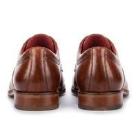 Everett - Men's Brown Polished Leather Cap Toe Derby Shoes