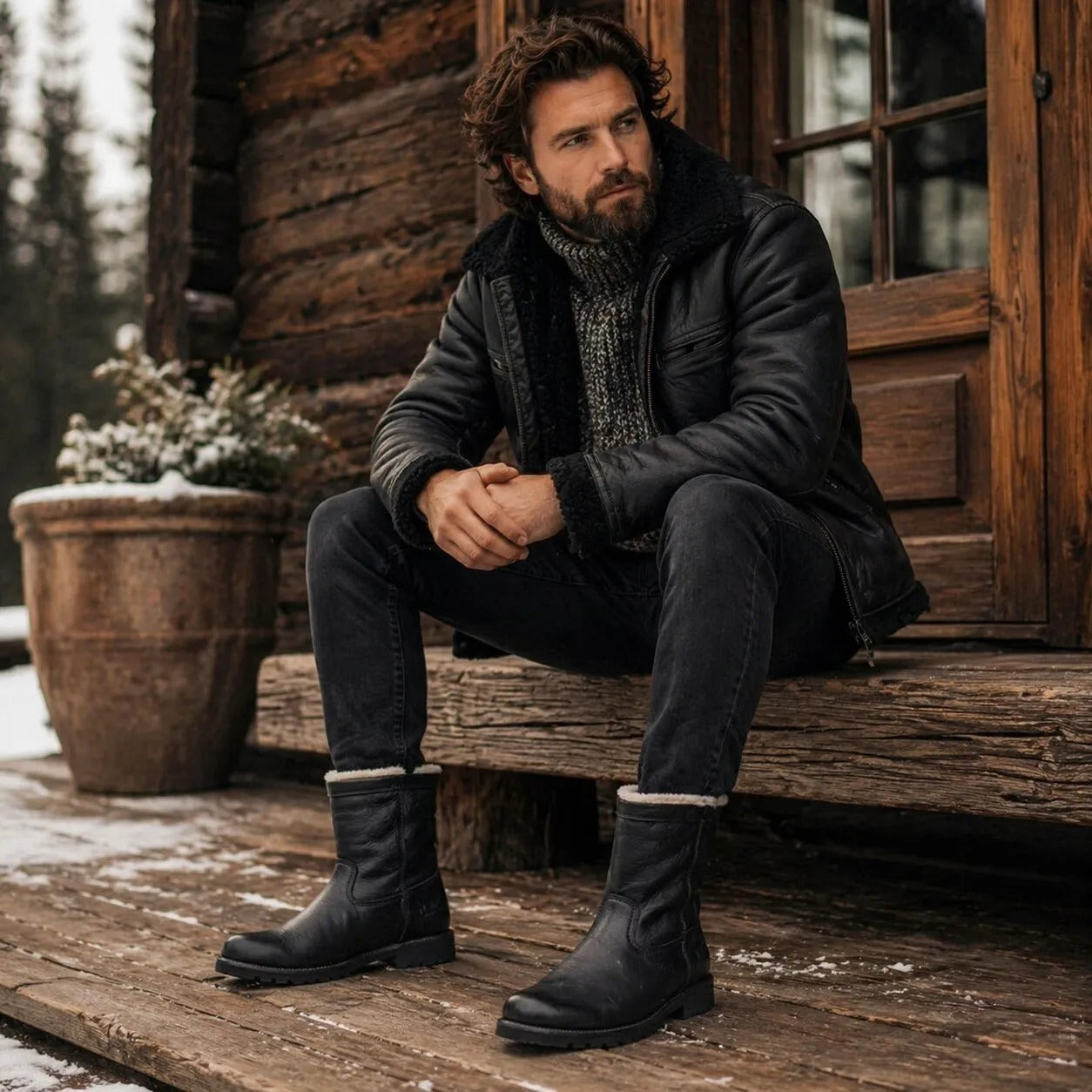 Fedro Igloo C3 - Men's Black Waterproof Leather Ankle Boots