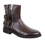 Mens Zip Biker Motorcycle Boots Punk Rock Ankle Belted Buckle Casual
