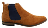 Mens Italian Suede Slip On Ankle Boots Smart Casual Desert Chelsea Dealer