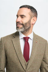 Mens Tweed Olive Green Check Suit