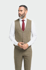 Mens Tweed Olive Green Check Suit