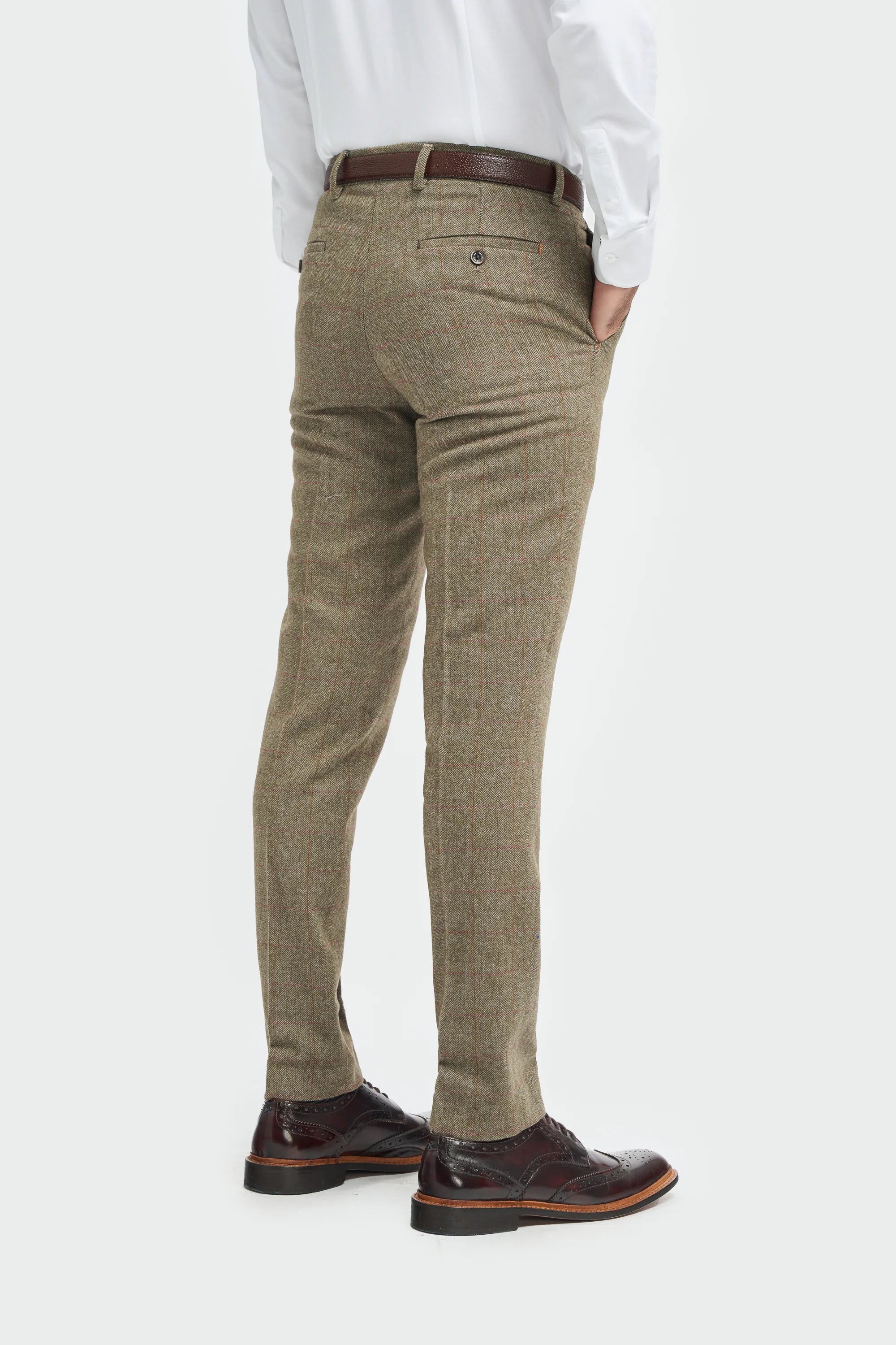 Mens Tweed Olive Green Check Suit