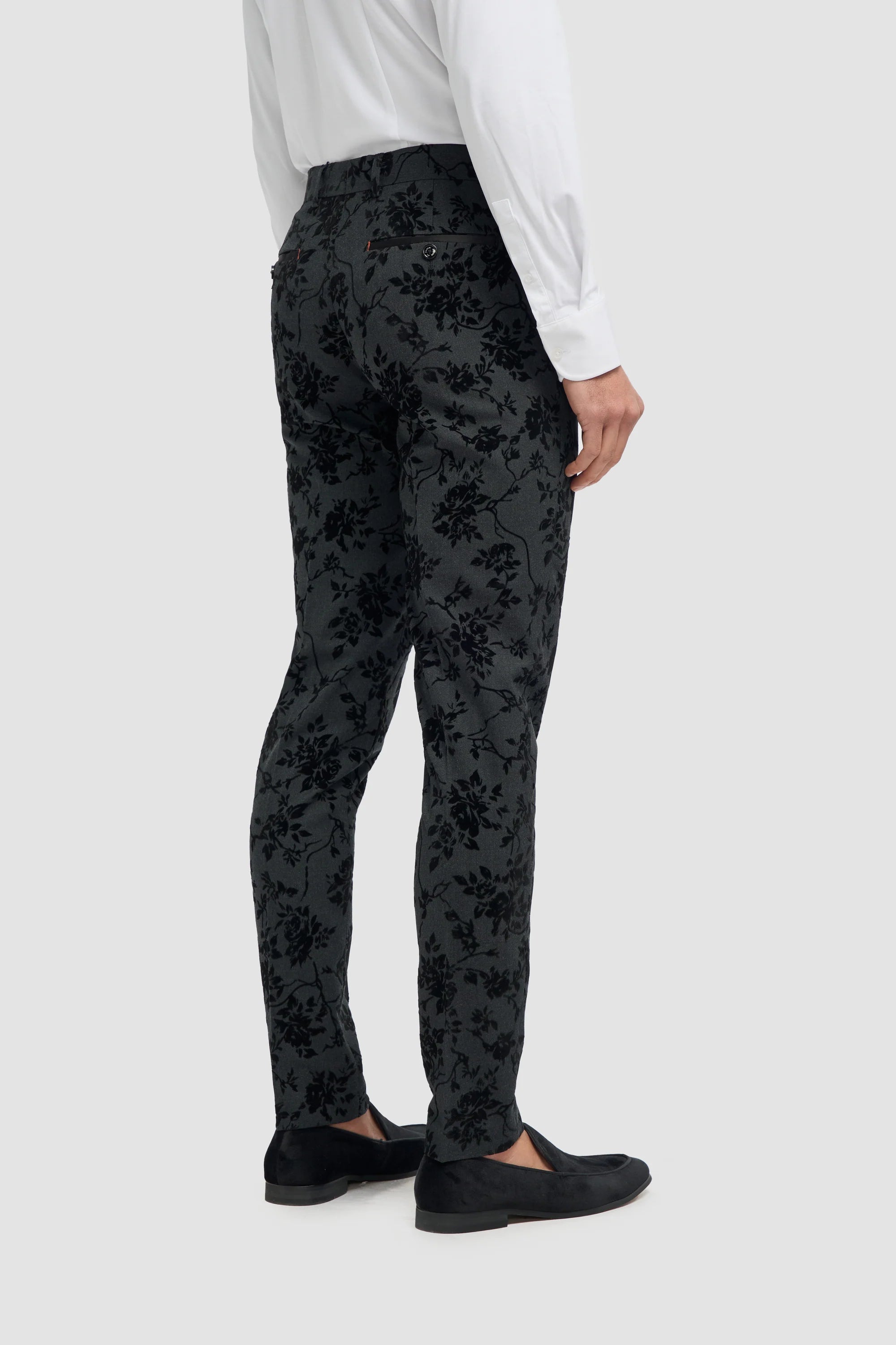 Mens Black 3 Piece Paisley Velvet Suit
