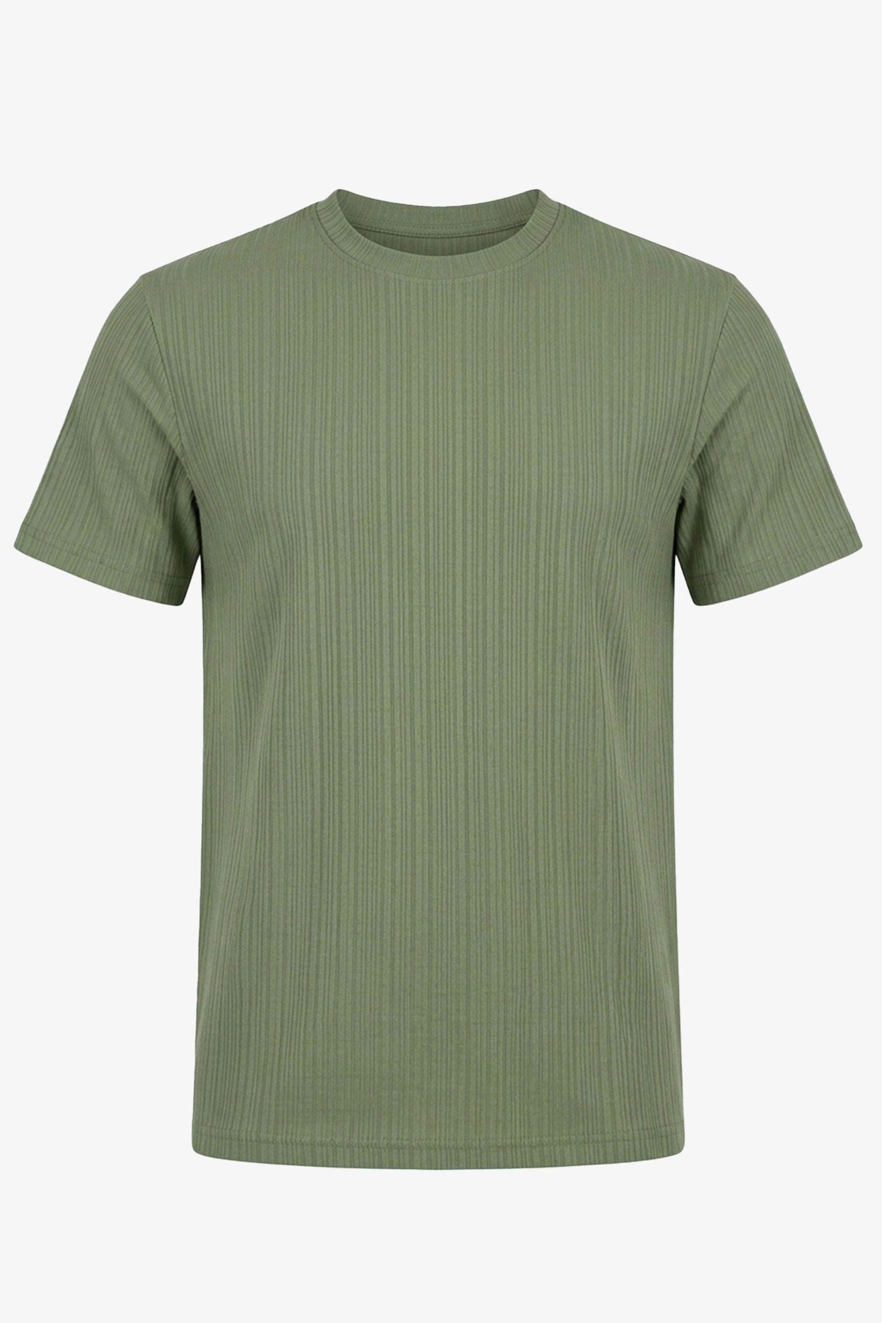 Green Ribbed Classic TShirt for Men