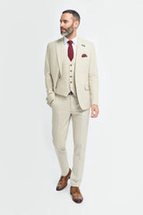 Hampton - Men's Beige 3 Piece Suit