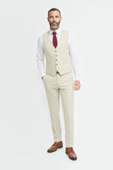 Hampton - Men's Beige 3 Piece Suit