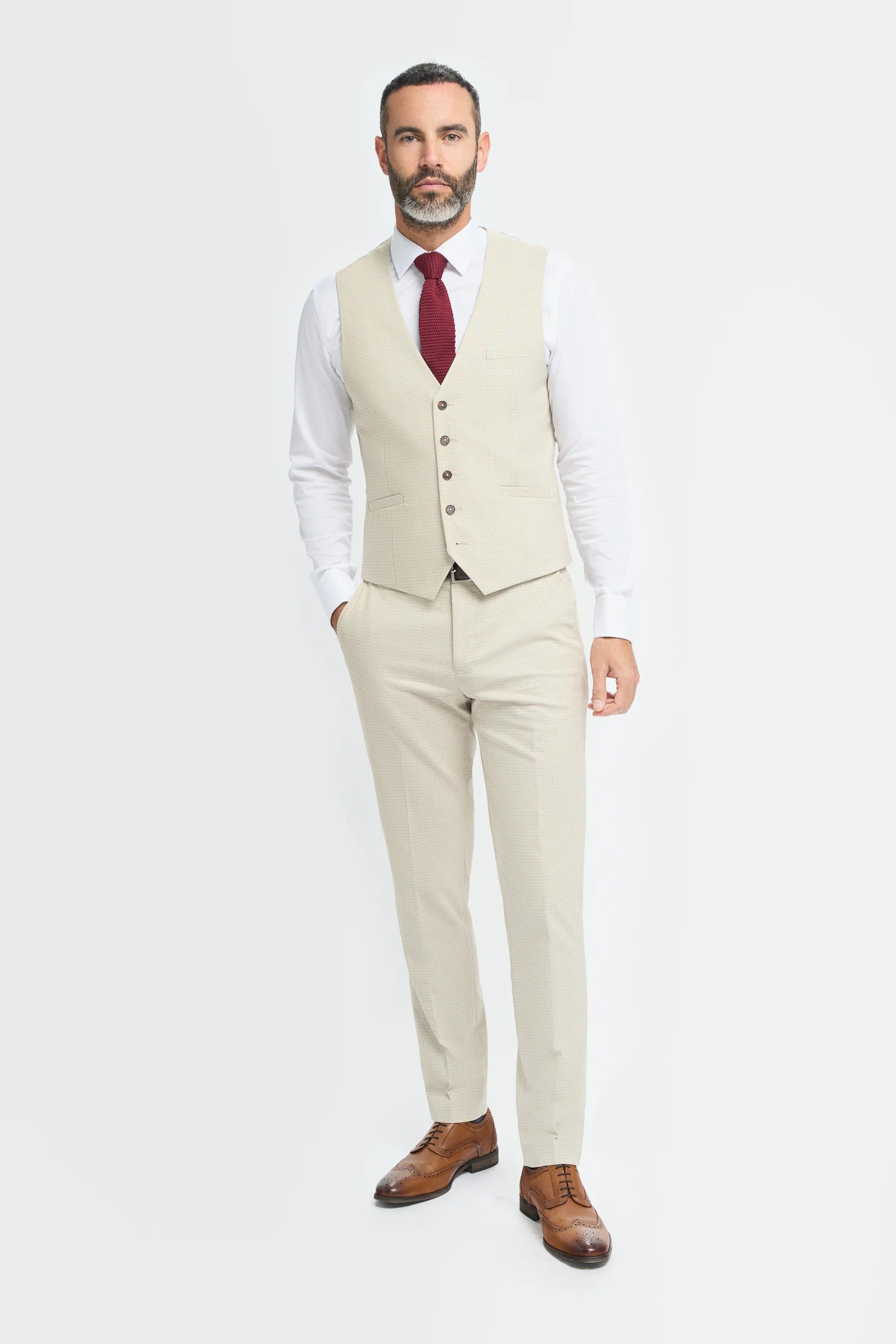 Hampton - Men's Beige 3 Piece Suit