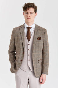 Harris Brown Tweed Suit with Contrasting Stone Waistcoat and Trousers