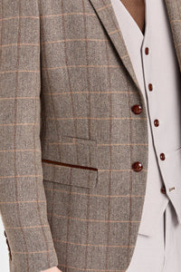 Harris Brown Tweed Suit with Contrasting Stone Waistcoat and Trousers