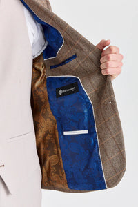 Harris Brown Tweed Suit with Contrasting Stone Waistcoat and Trousers