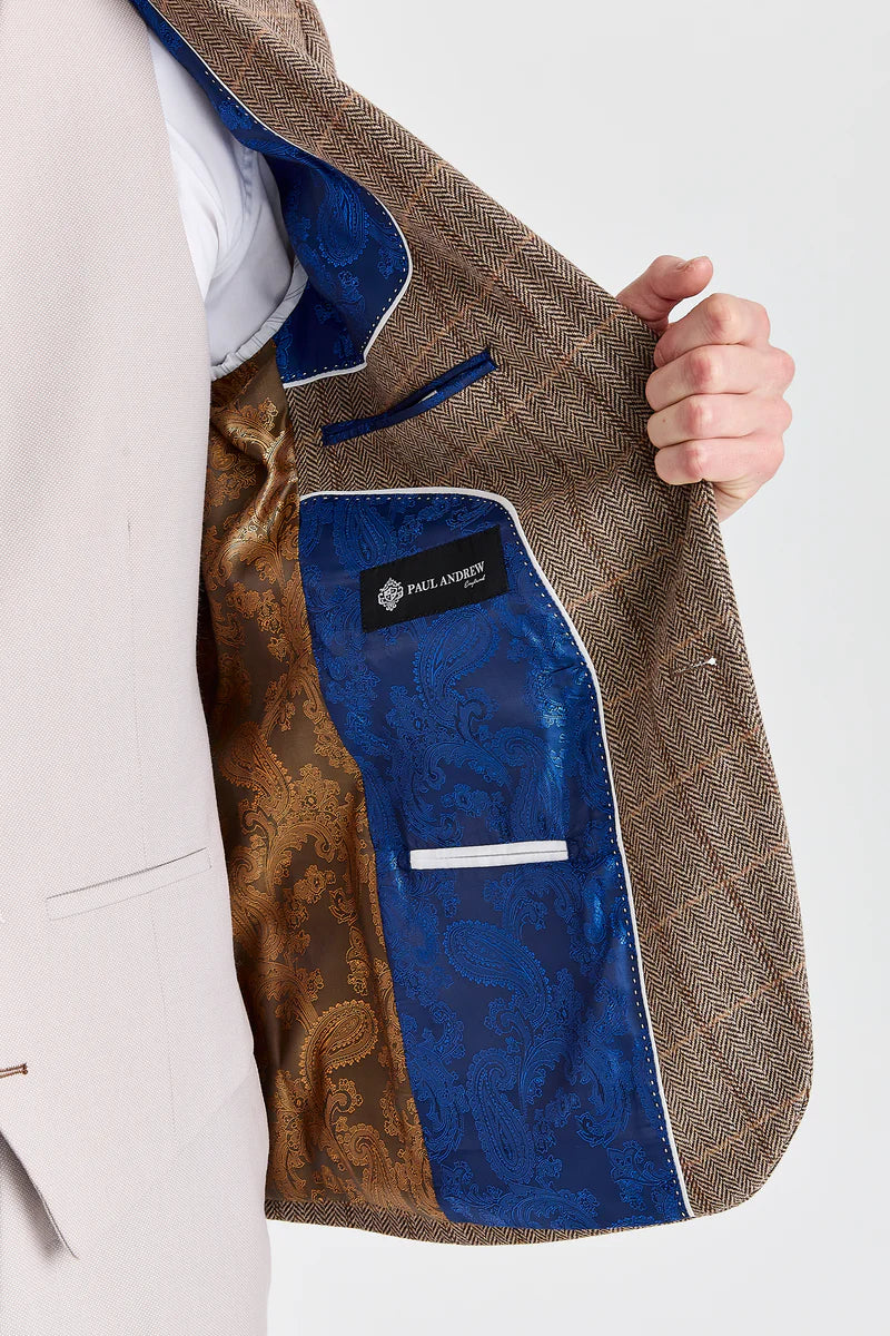 Harris Brown Tweed Suit with Contrasting Stone Waistcoat and Trousers