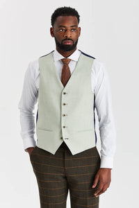 Harris Green Check Tweed Suit with Belmont Sage Contrasting Waistcoat