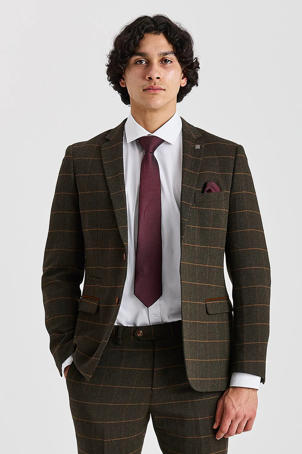 Harris - Green Tweed Herringbone Check Tweed Blazer