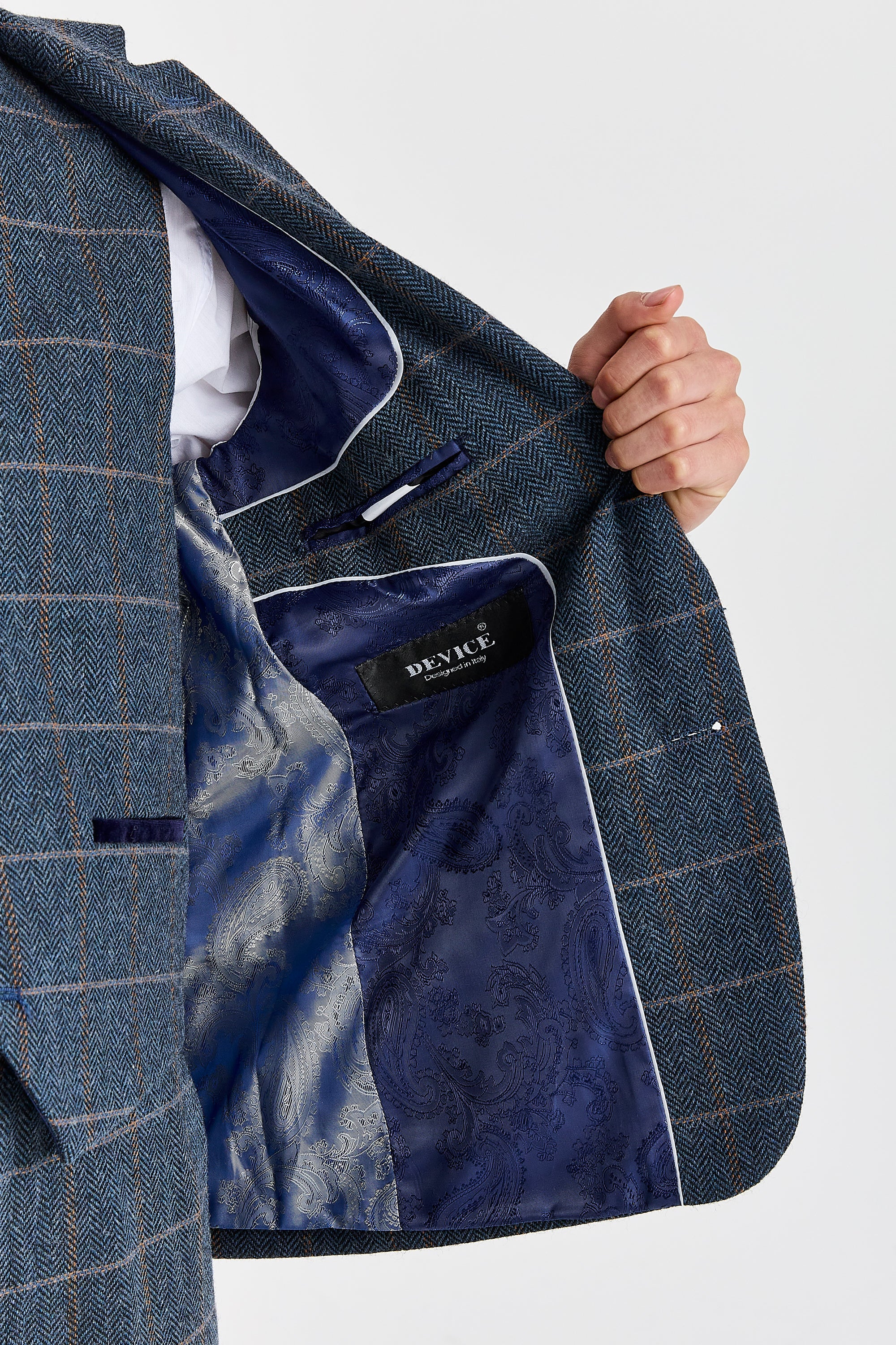 Harris - Men's Navy 3 Piece Wool Blend Tweed Suit