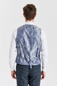 Harris - Men's Navy Tweed Wool Blend Waistcoat