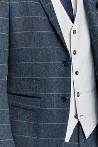 Harris Navy Tweed Suit with Contrasting Belmont Silver Waistcoat