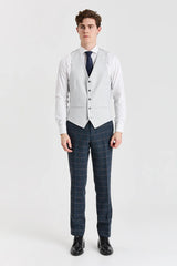 Harris Navy Tweed Suit with Contrasting Belmont Silver Waistcoat