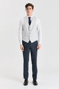 Harris Navy Tweed Suit with Contrasting Belmont Silver Waistcoat