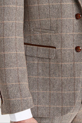 Harris - Tweed Brown Herringbone Check Blazer for Men