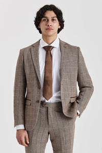 Harris - Tweed Brown Herringbone Check Blazer for Men