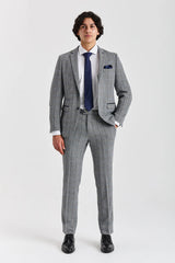 Harris - Tweed Grey Herringbone Check Blazer for Men