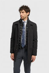 Heston - Men's Lightweight Casual Padded Black Overcoat