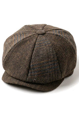 Cavani Martez Hat - Mens Grandad Hat Navy Blue Flat Cap Herringbone Vintage Retro Del Boy Classic Gatsby Peaky Blinders