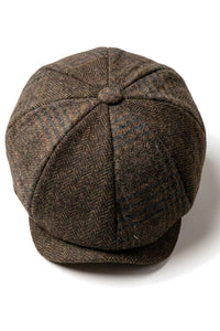 Cavani Martez Hat - Mens Grandad Hat Navy Blue Flat Cap Herringbone Vintage Retro Del Boy Classic Gatsby Peaky Blinders