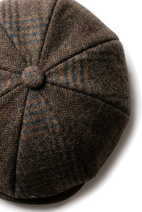 Cavani Martez Hat - Mens Grandad Hat Navy Blue Flat Cap Herringbone Vintage Retro Del Boy Classic Gatsby Peaky Blinders