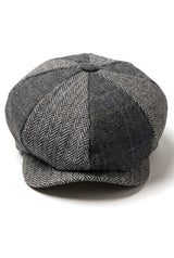 Cavani Martez Hat - Mens Grandad Hat Navy Blue Flat Cap Herringbone Vintage Retro Del Boy Classic Gatsby Peaky Blinders