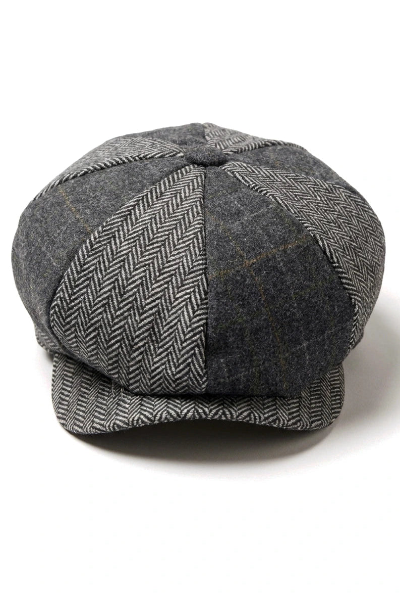 Cavani Martez Hat - Mens Grandad Hat Navy Blue Flat Cap Herringbone Vintage Retro Del Boy Classic Gatsby Peaky Blinders