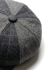 Cavani Martez Hat - Mens Grandad Hat Navy Blue Flat Cap Herringbone Vintage Retro Del Boy Classic Gatsby Peaky Blinders