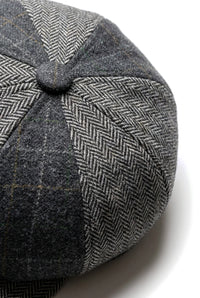 Cavani Martez Hat - Mens Grandad Hat Navy Blue Flat Cap Herringbone Vintage Retro Del Boy Classic Gatsby Peaky Blinders