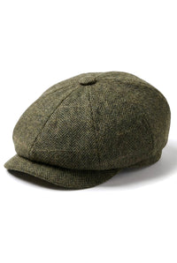 Cavani Martez Hat - Mens Grandad Hat Navy Blue Flat Cap Herringbone Vintage Retro Del Boy Classic Gatsby Peaky Blinders