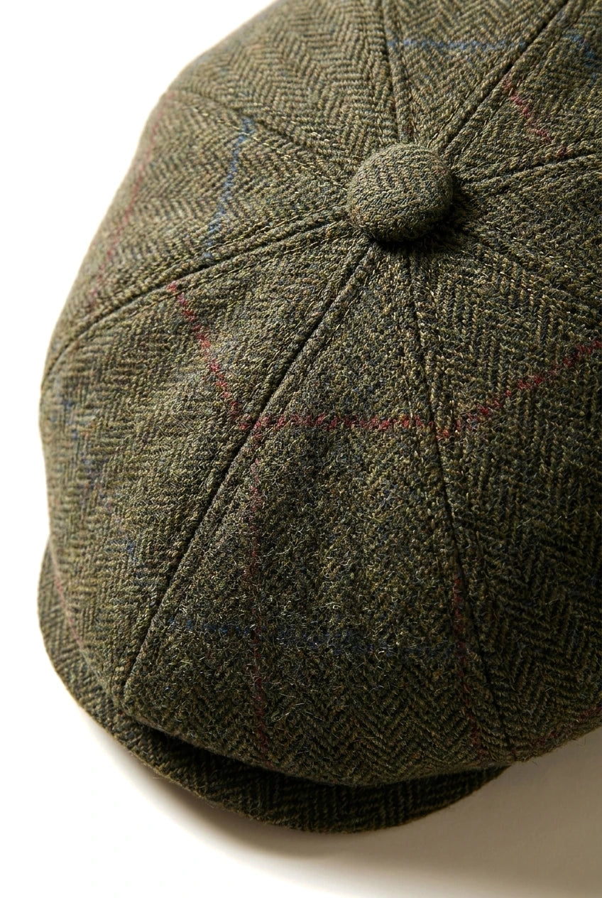 Cavani Martez Hat - Mens Grandad Hat Navy Blue Flat Cap Herringbone Vintage Retro Del Boy Classic Gatsby Peaky Blinders